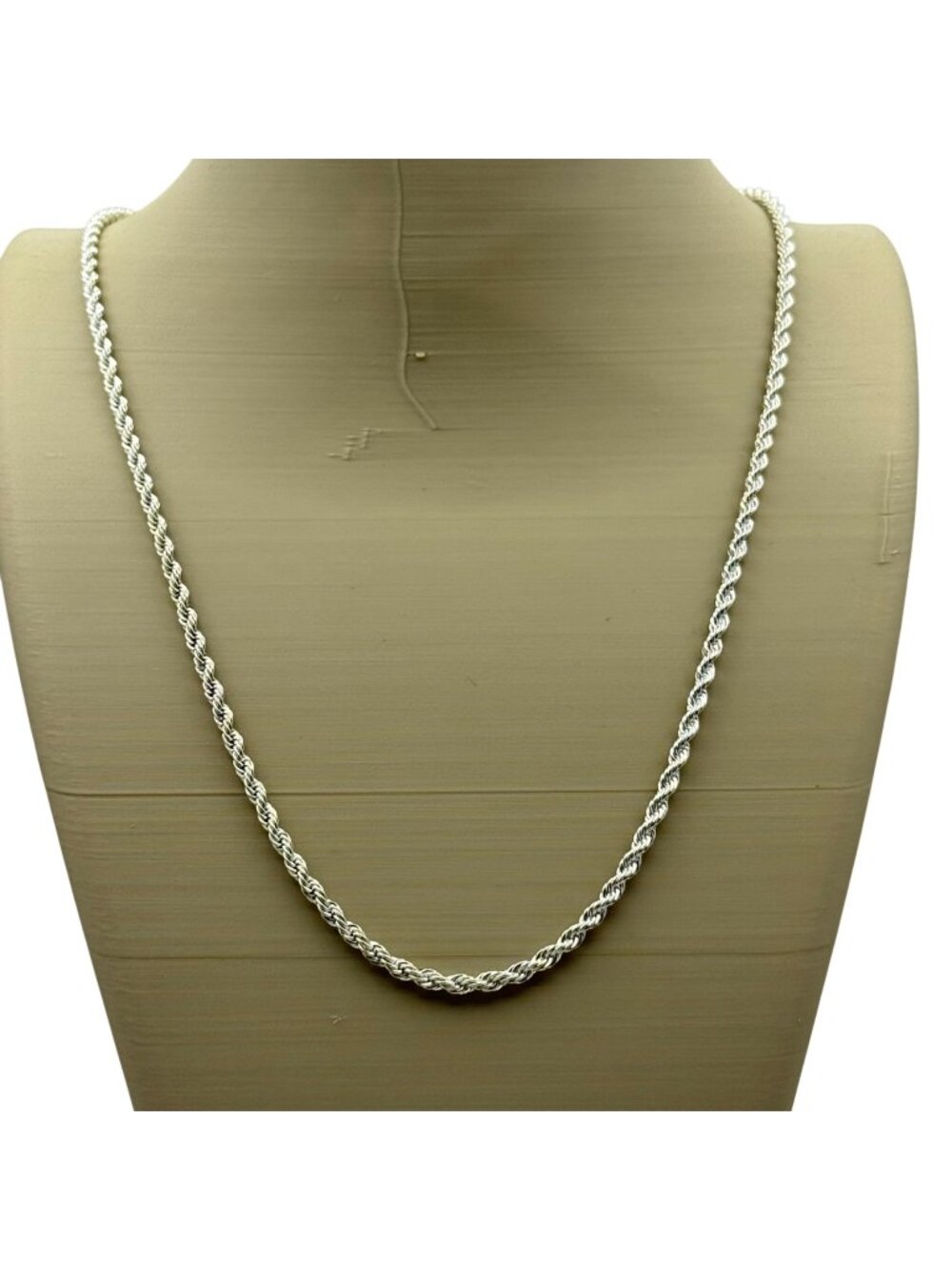 Sterling Silver 925 Twisted Rope Chain Necklace 20" 7.88g Lobster Clasp Italy